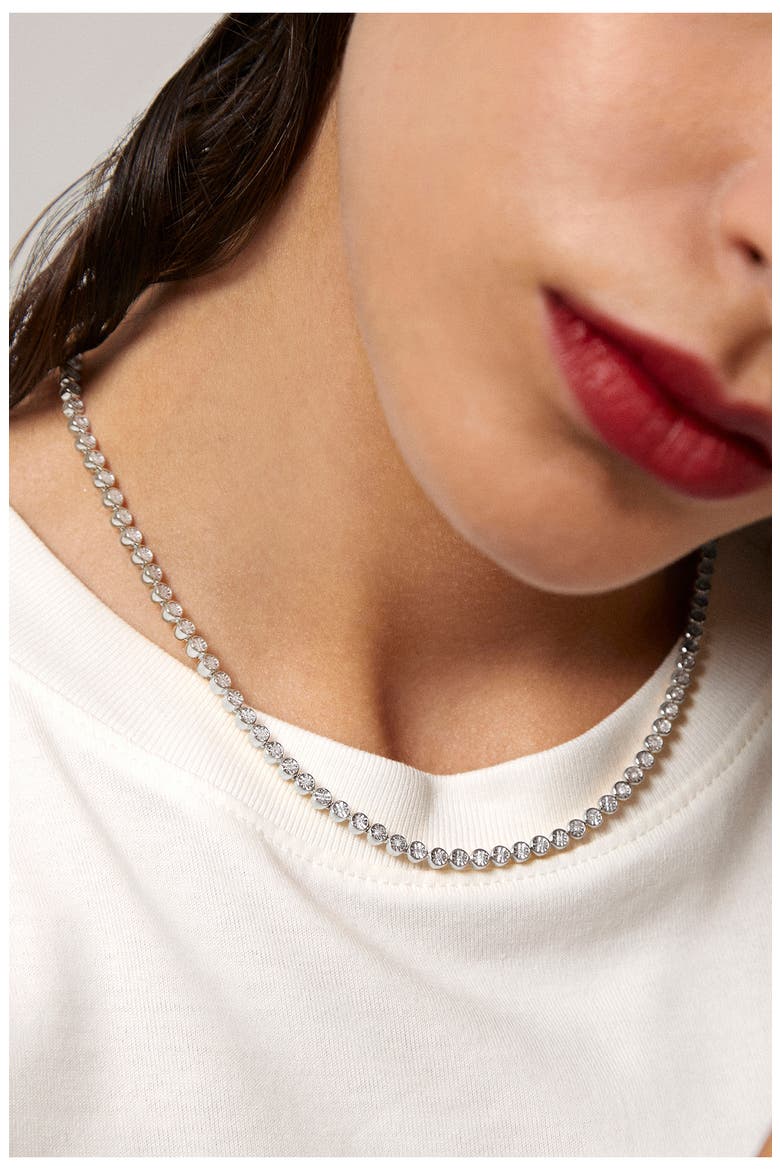 Diamond Essential Tennis Necklace, Alternate, color, STERLING SILVER