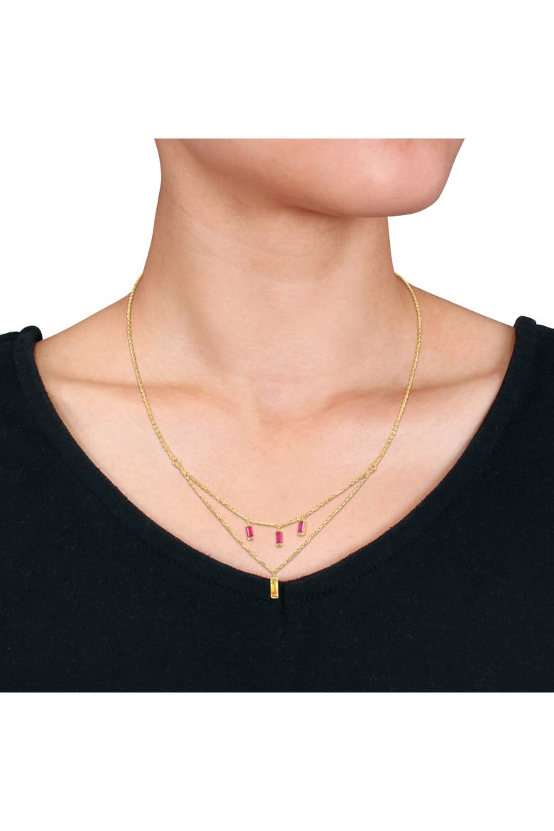 Yellow Sapphire & Ruby Layered Necklace 10k, Alternate, color, Yellow Gold