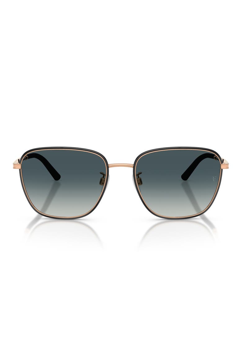 57mm Roger Federer R-18 Square Sunglasses, Main, color, BLACK/ ROSE GOLD / GREY