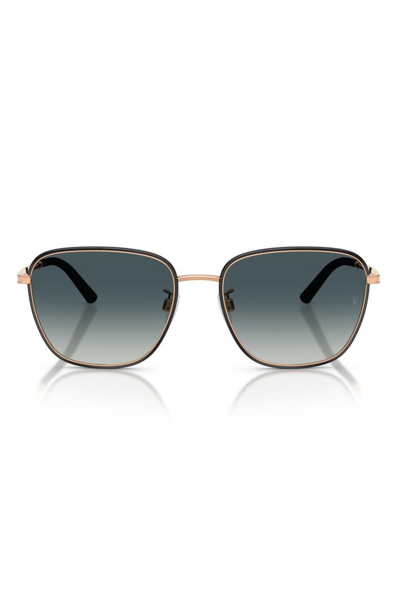 Oliver Peoples 57mm Roger Federer R-18 Square Sunglasses, Main, color, Black/ Rose Gold / Grey
