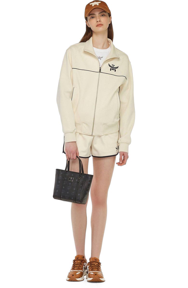 MCM Toni Top-Zip Shopper in Visetos, Alternate, color, Black