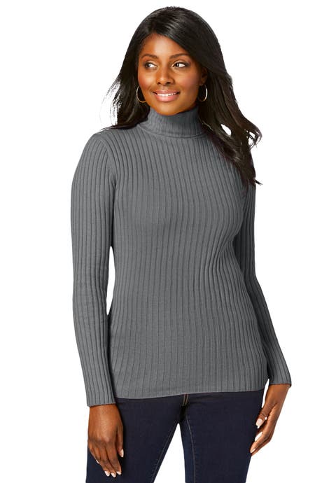 Ribbed Cotton Turtleneck Sweater (Plus Available)