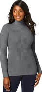 Jessica London Ribbed Cotton Turtleneck Sweater