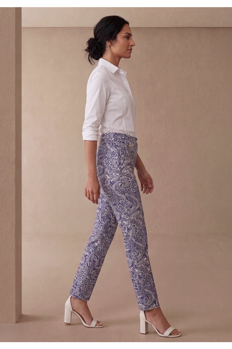 Comfort Waist Stretch Denim Straight-Leg Jean (Plus), Alternate, color, DEEP DUSK SCROLL