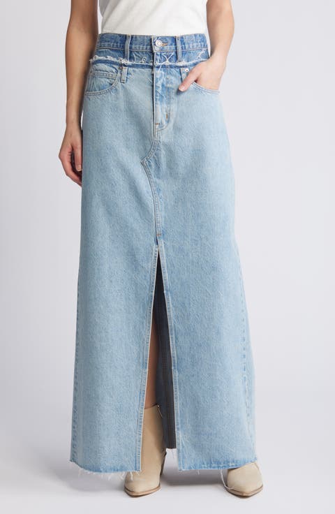 Re-Work Dallas Double High Waist Organic Cotton Denim Maxi Skirt