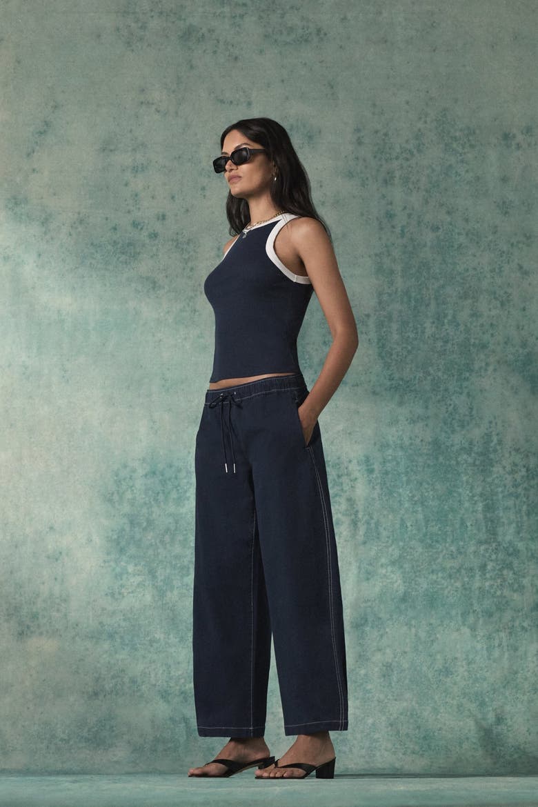 Drawstring Barrel Pant, Alternate, color, NAVY BLAZER
