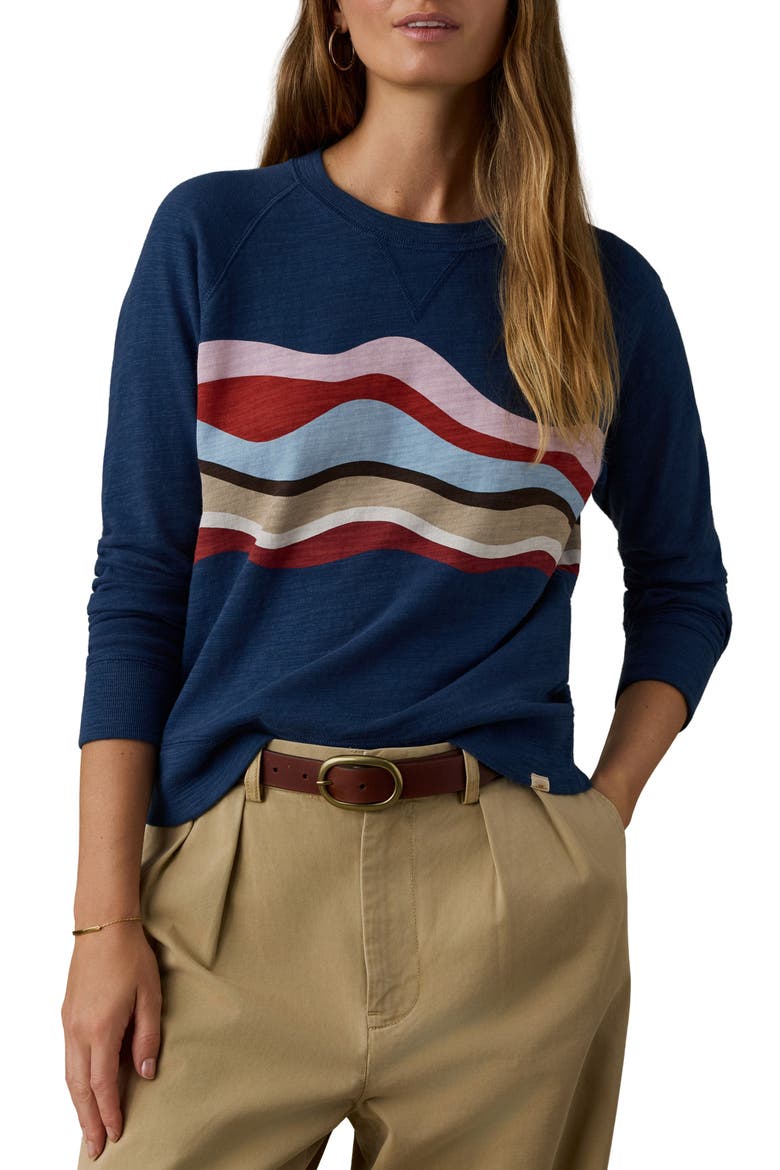 Print Slub Organic Cotton Sweatshirt, Main, color, MIDNIGHT WAVES