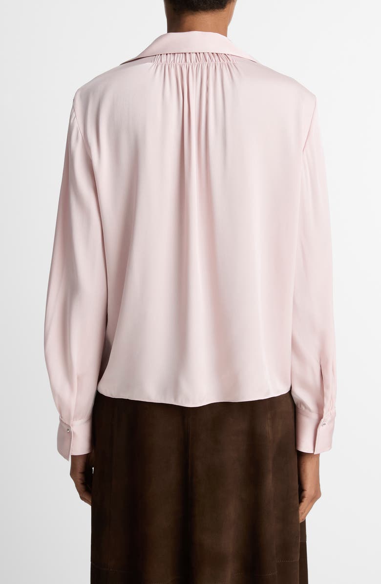 Vince Placed Smocked Silk Blend Shirt, Alternate, color, Balletto