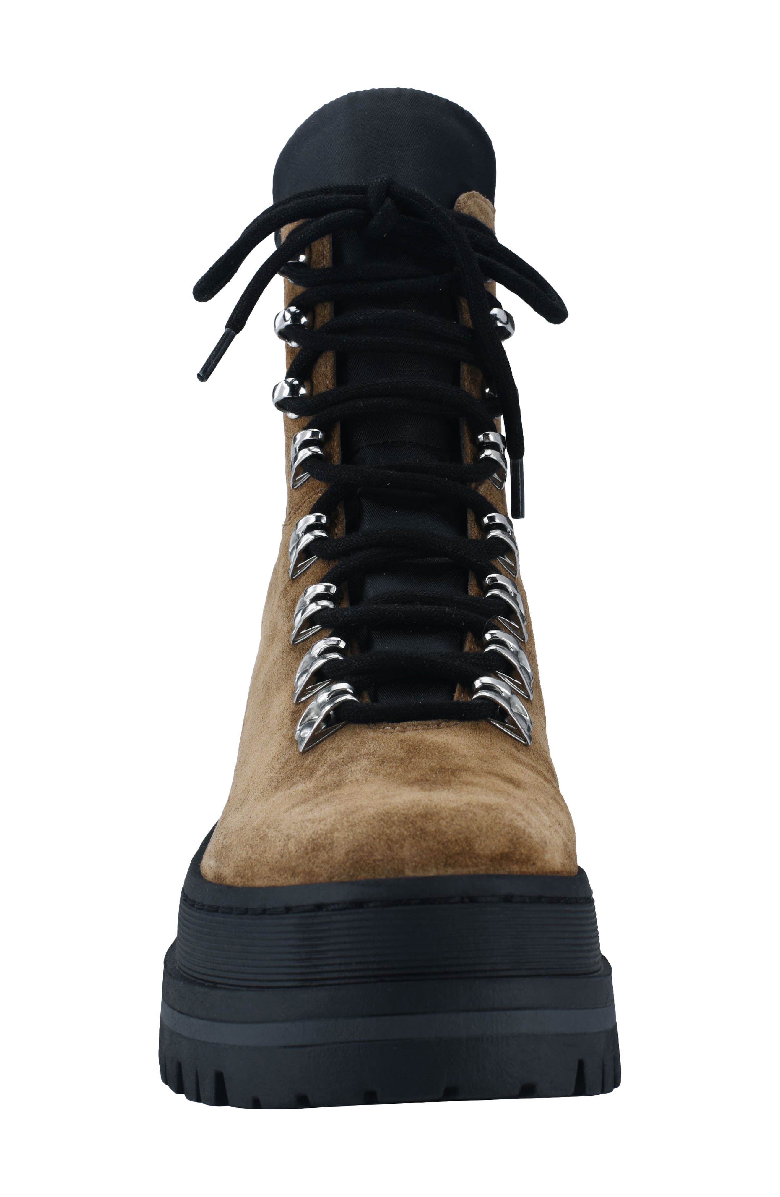 Plune Lace-Up Lug Sole Bootie, Alternate, color, BIRRA/ BLACK SUEDE
