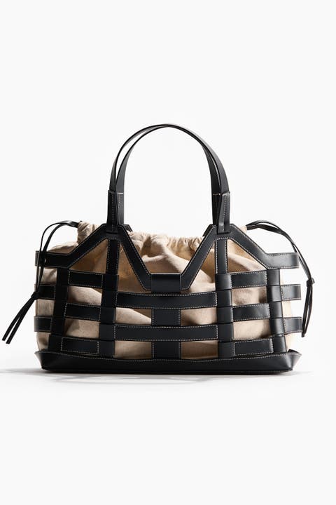 Large drawstring-detail tote bag