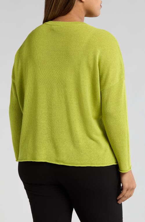 Eileen Fisher Petite Crewneck Linen T-shirt In Chartreuse