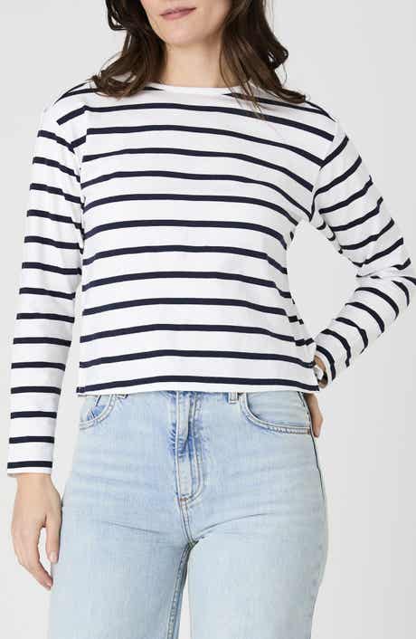French Connection Rallie Stripe Long Sleeve Cotton Top
