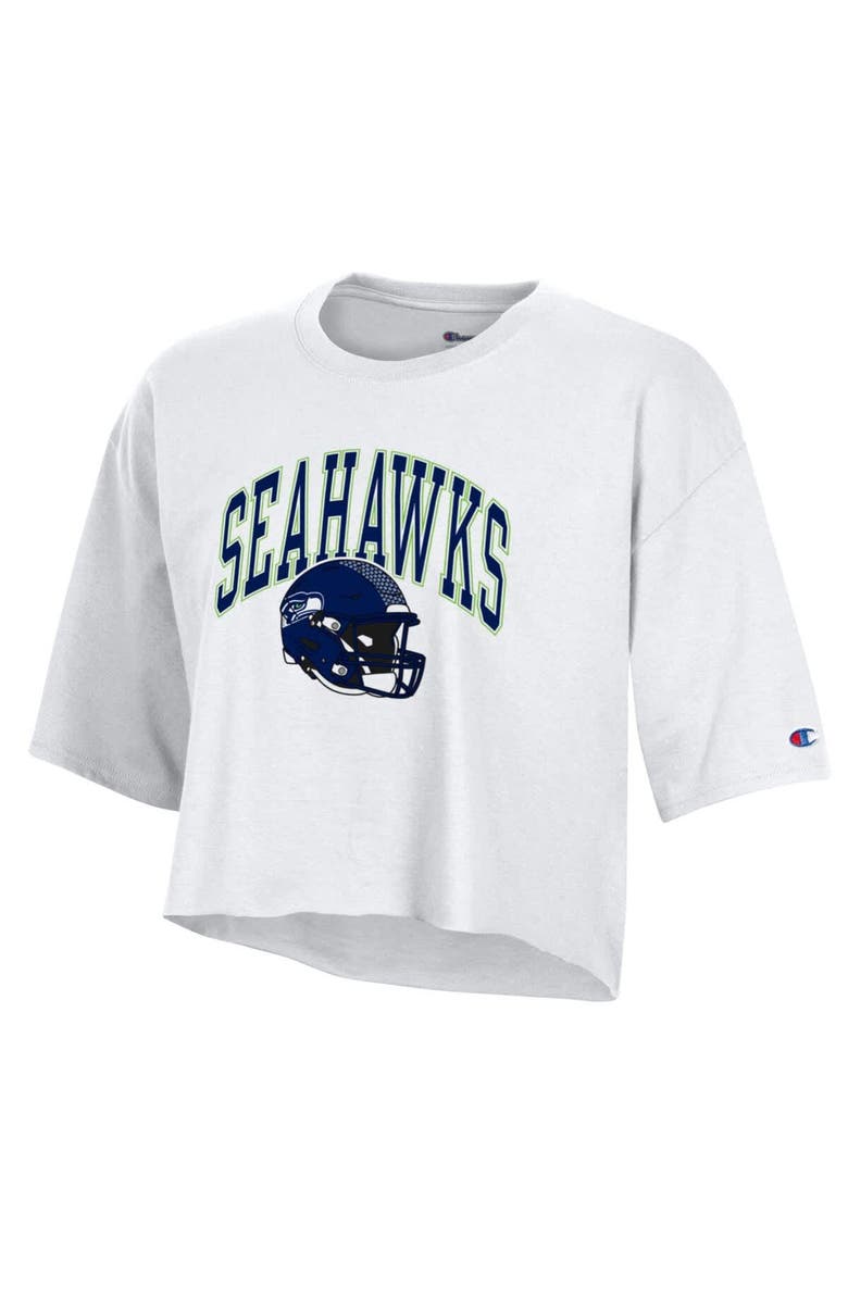 Champion Women's Champion  White Seattle Seahawks Boyfriend Cropped T-Shirt, Alternate, color, White