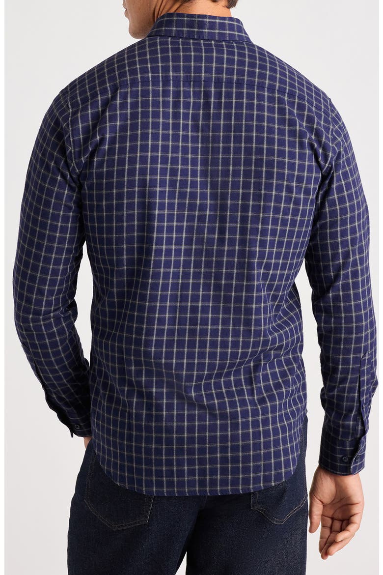 Everyday Lightweight Flannel Plaid Button-Up Shirt, Alternate, color, NAVY BLUE RUFUS PLAID
