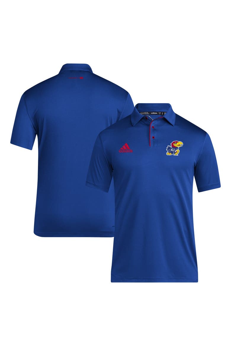 Men's adidas Royal Kansas Jayhawks 2024 Coaches AEROREADY Polo, Main, color, Royal