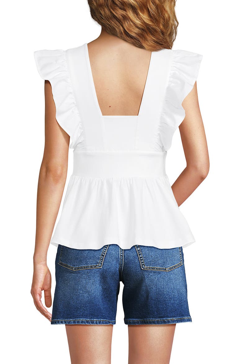 Lightweight Jersey Ruffle Peplum Top, Alternate, color, White
