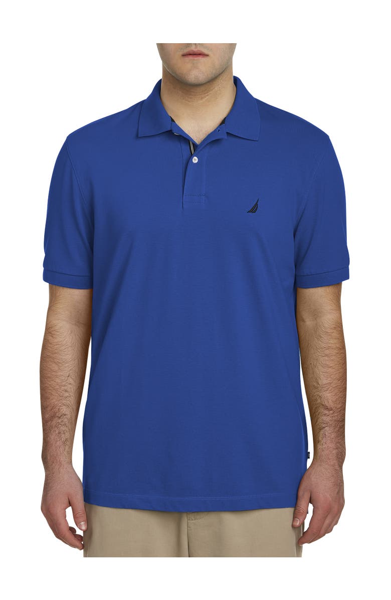 Nautica Big & Tall Stretch Piqué Polo Shirt, Main, color, Bright Cobalt