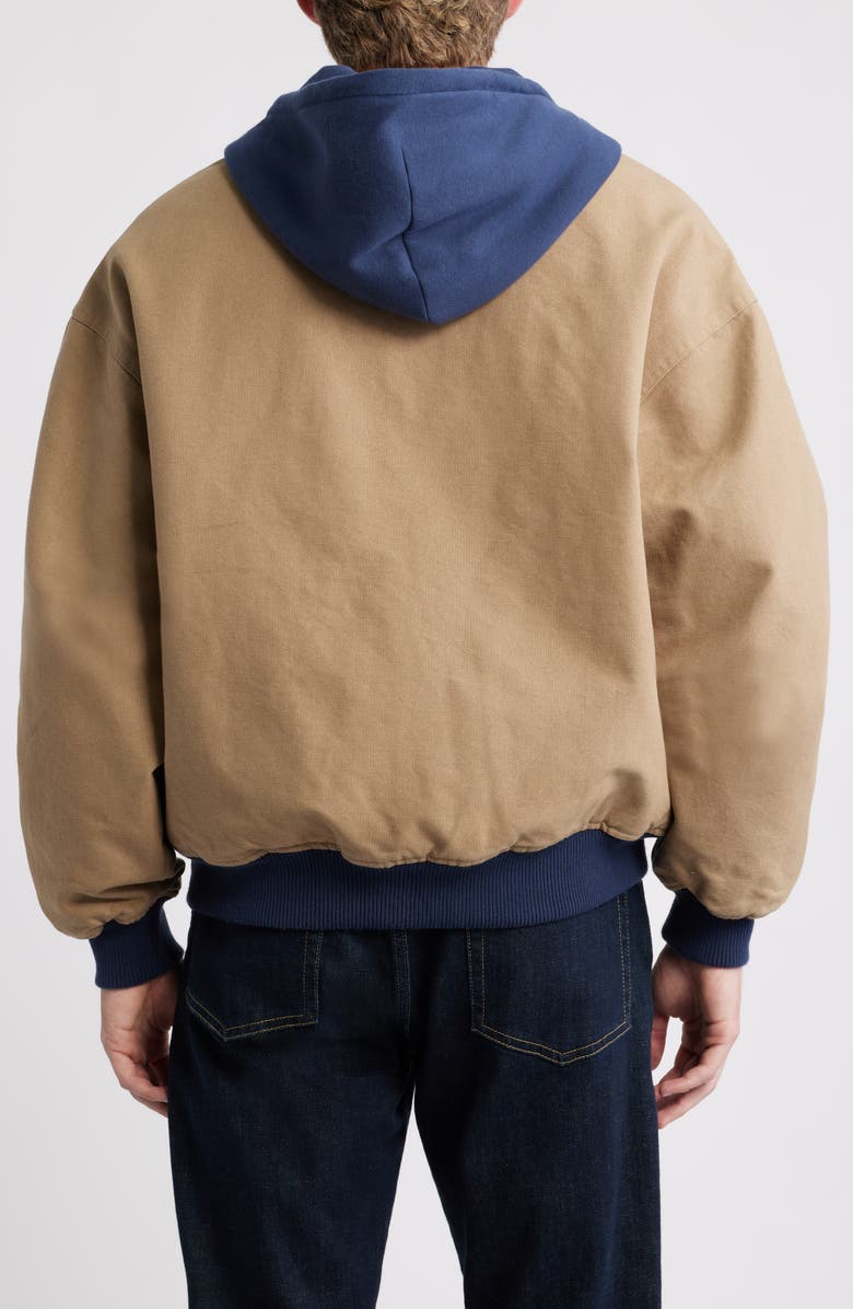 Brixton Hooded Cotton Canvas Bomber Jacket, Alternate, color, Khaki/ Mood Indigo