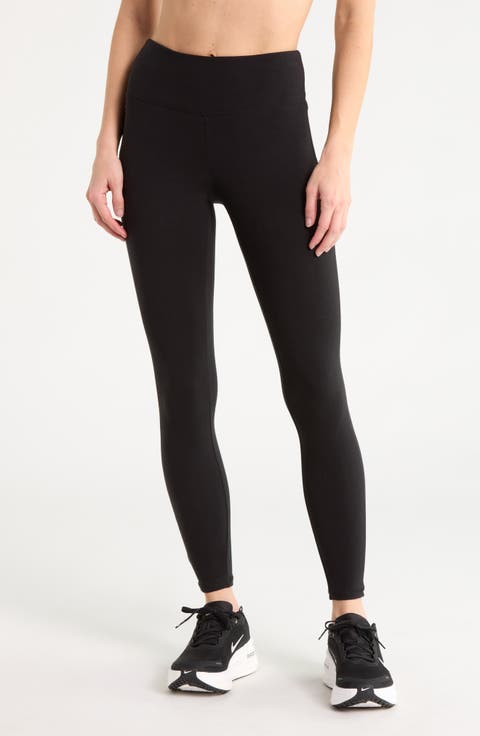 Cotton Blend High Waist Ankle Leggings