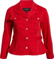 Liverpool Tab Detail Peplum Stretch Denim Jacket