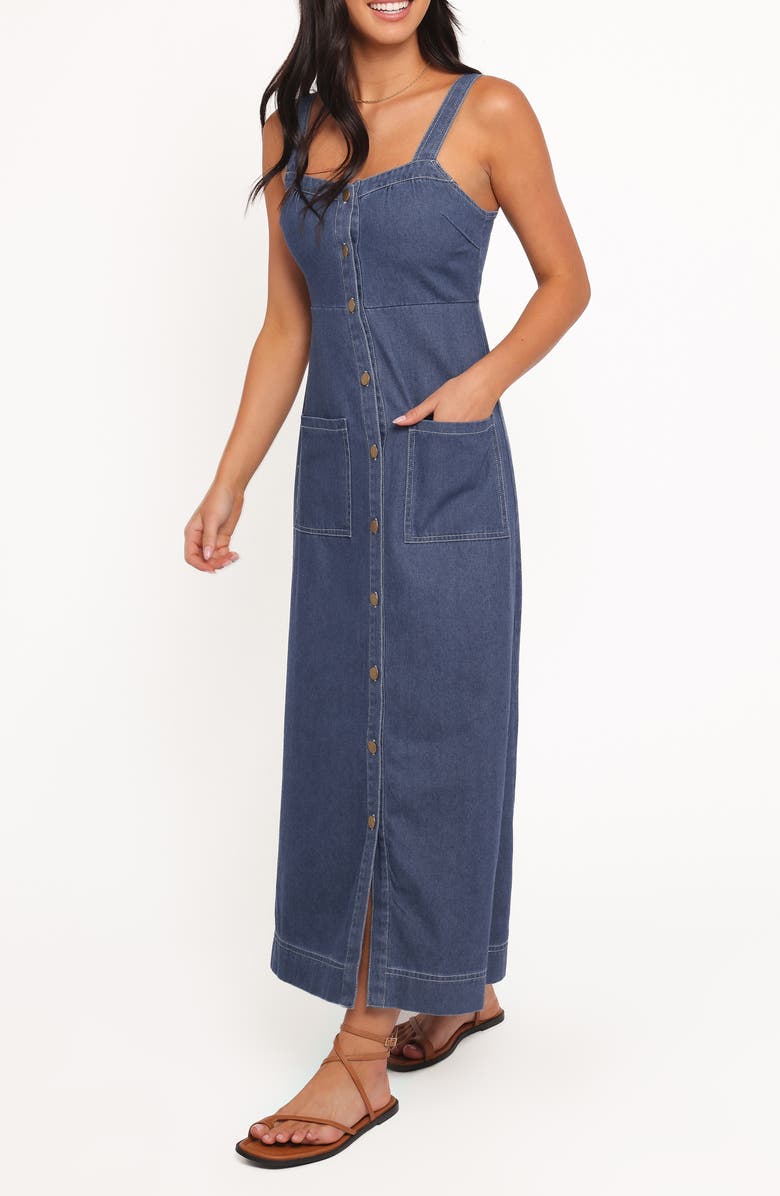 Petal & Pup Bettie Denim Midi Dress, Alternate, color, Mid Blue Denim