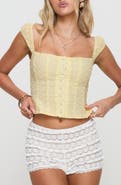 Princess Polly Lyncher Embroidered Cotton & Linen Bustier Top