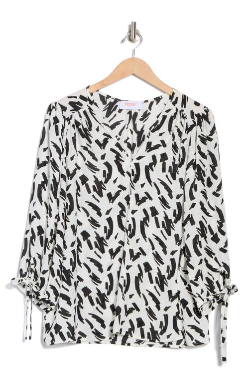 RENEE C RENEE C V-NECK TIE CUFF POPOVER TOP 