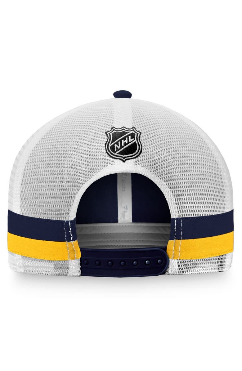FANATICS Men's Fanatics Branded Navy/White St. Louis Blues Fundamental Striped Trucker Adjustable Hat, Alternate, color, 