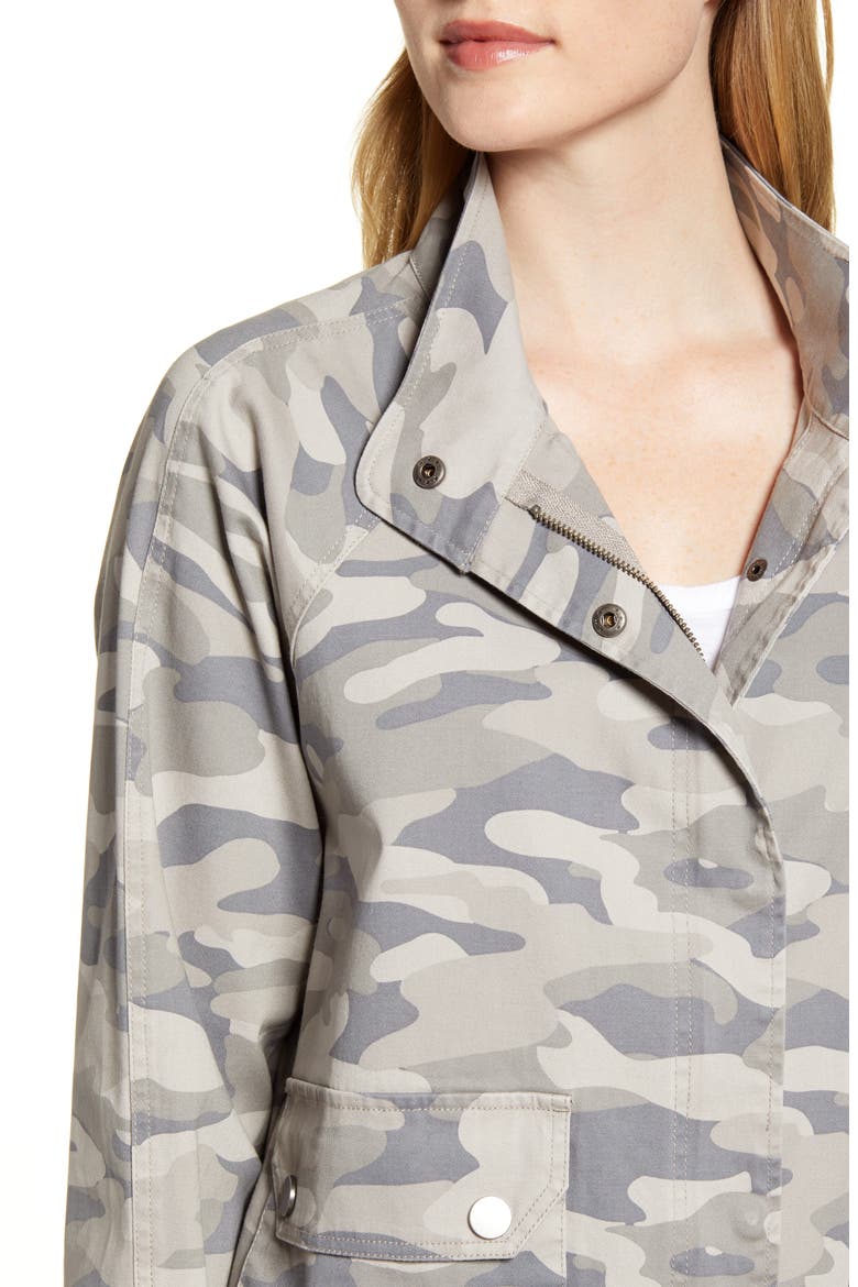 Camo Print Stretch Cotton Jacket (Nordstrom Exclusive), Alternate, color, SAND