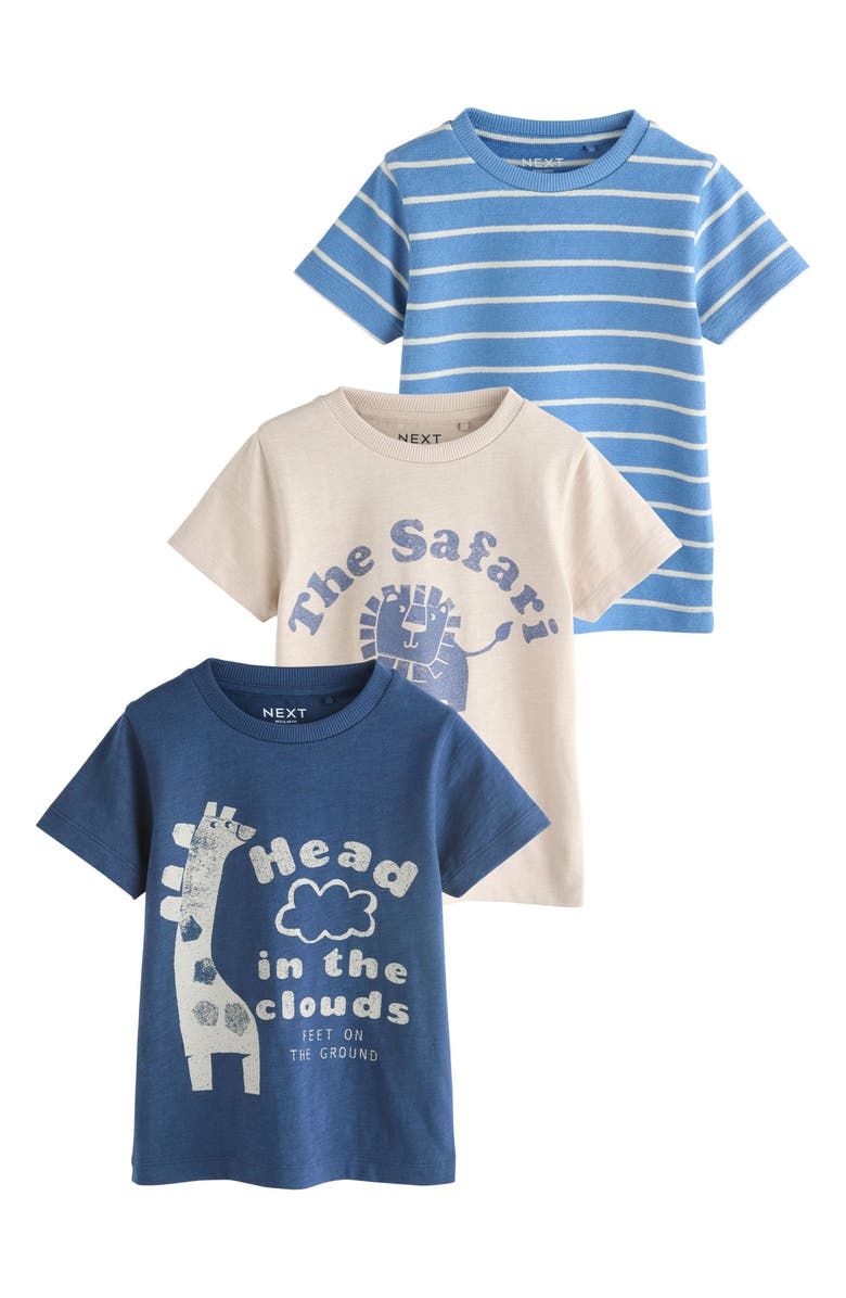 NEXT Kids' Assorted 3-Pack Cotton T-Shirts, Main, color, Blue