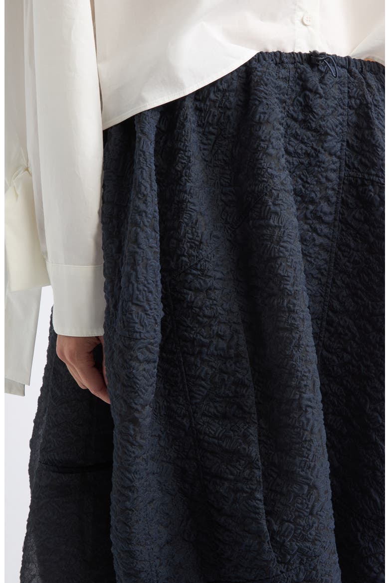 Fosia Matelassé Midi Skirt, Alternate, color, NAVY