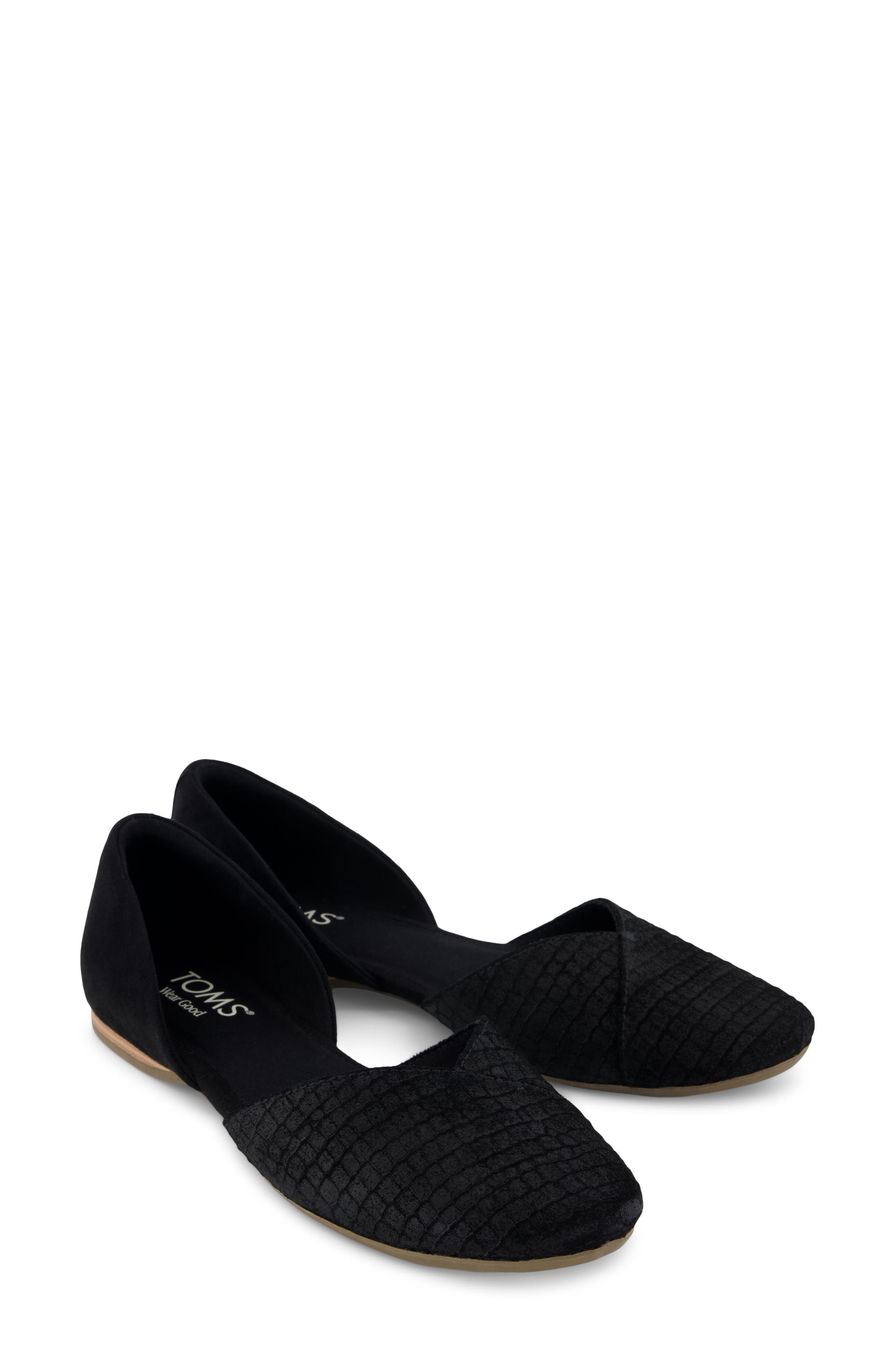 d'Orsay Flat, Alternate, color, BLACK TEXTURED