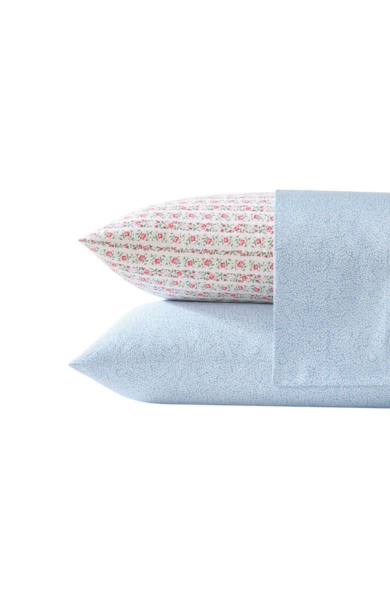 Laura Ashley Little Vines Queen Cotton Sheet Set, Alternate, color, Blue