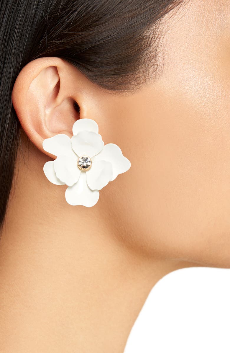 Carolina Herrera Flower Stud Earrings, Alternate, color, White Multi