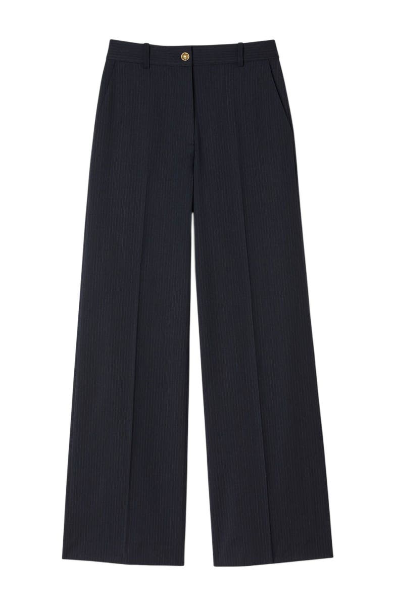 SANDRO Minimal chalk-striped trousers, Alternate, color, Navy Blue
