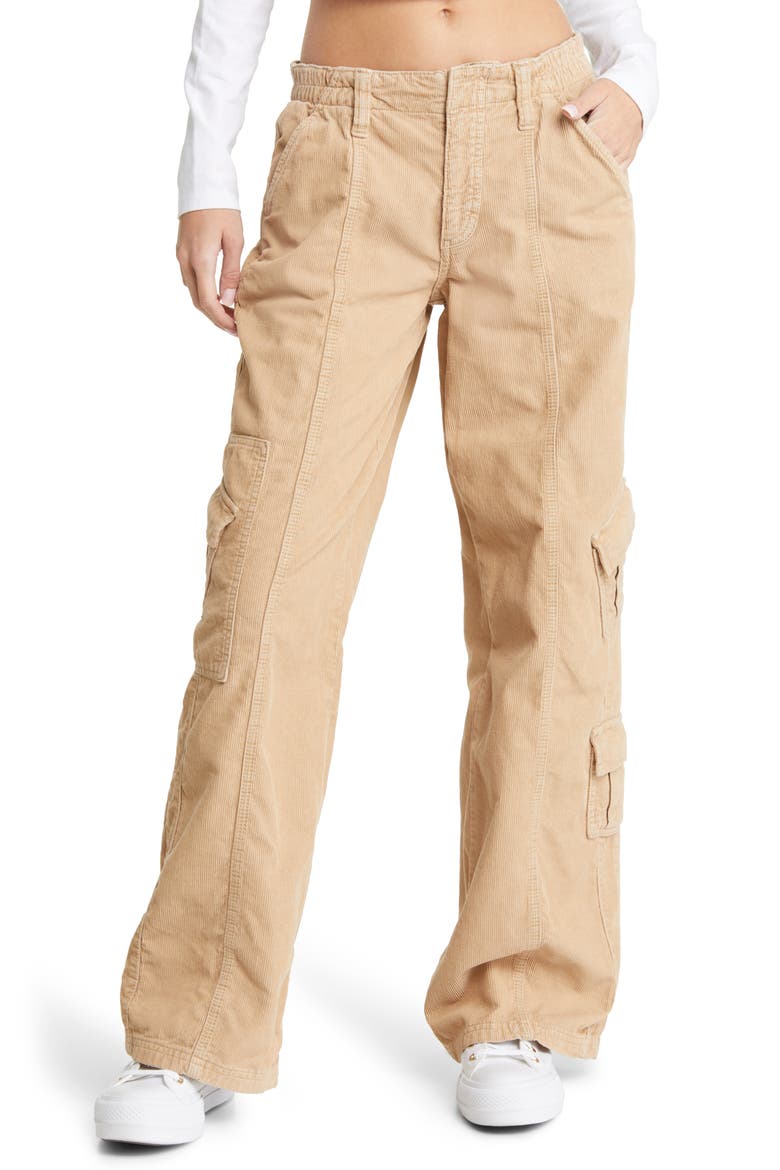 Y2K Corduroy Cargo Pants, Main, color, BEIGE