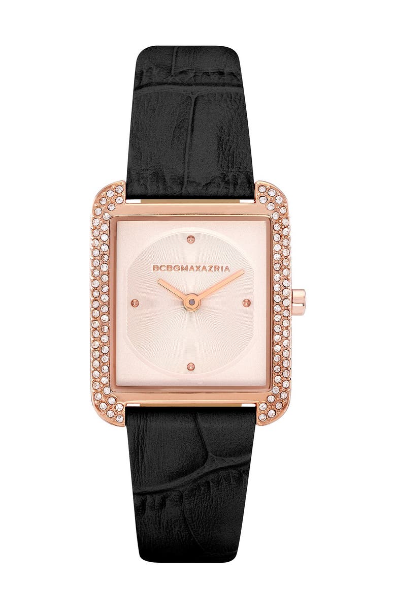 BCBGMAXAZRIA Classic Japanese-Quartz Watch with Leather Strap, 25.5mm, Main, color, 