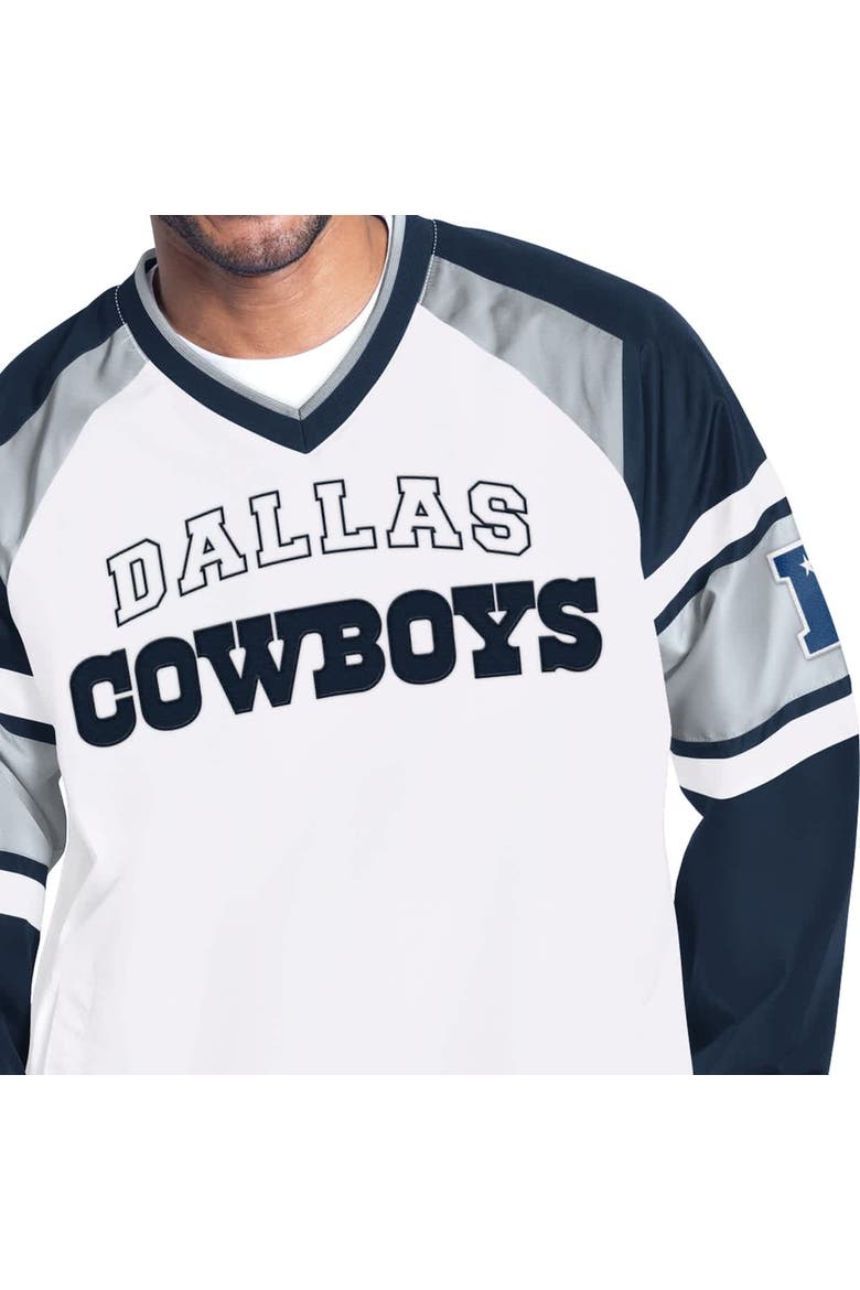 Men's Starter  White Dallas Cowboys Infield Play Raglan Pullover Jacket, Alternate, color, White