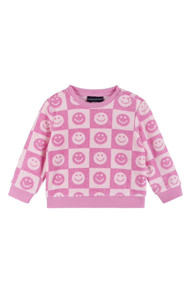 Andy & Evan Smiley Terry Cloth Sweatshirt & Shorts Set, Alternate, color, 