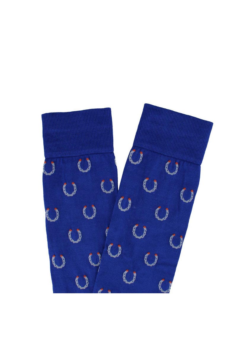 Trafalgar Lucky Horseshoe Mid-Calf Pima Cotton Dress Novelty Sock, Alternate, color, Royal Blue