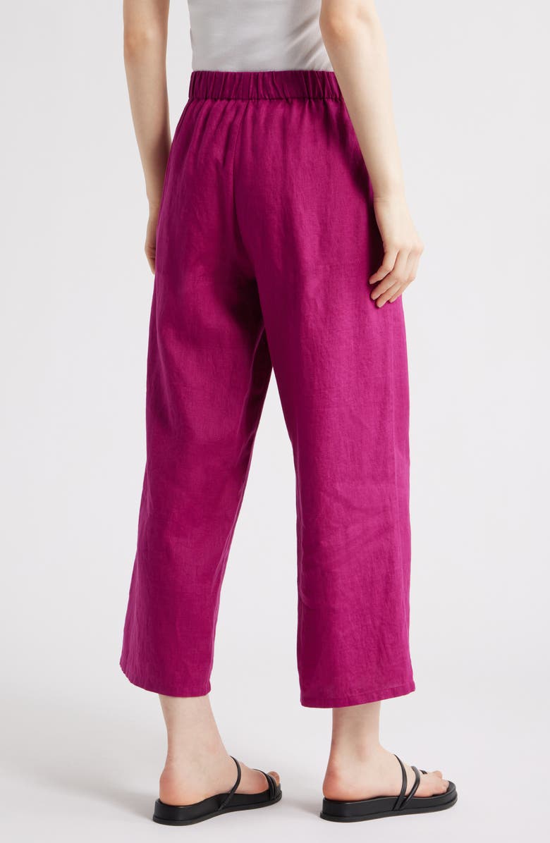 Eileen Fisher Organic Linen Crop Wide Leg Pants, Alternate, color, Sangria