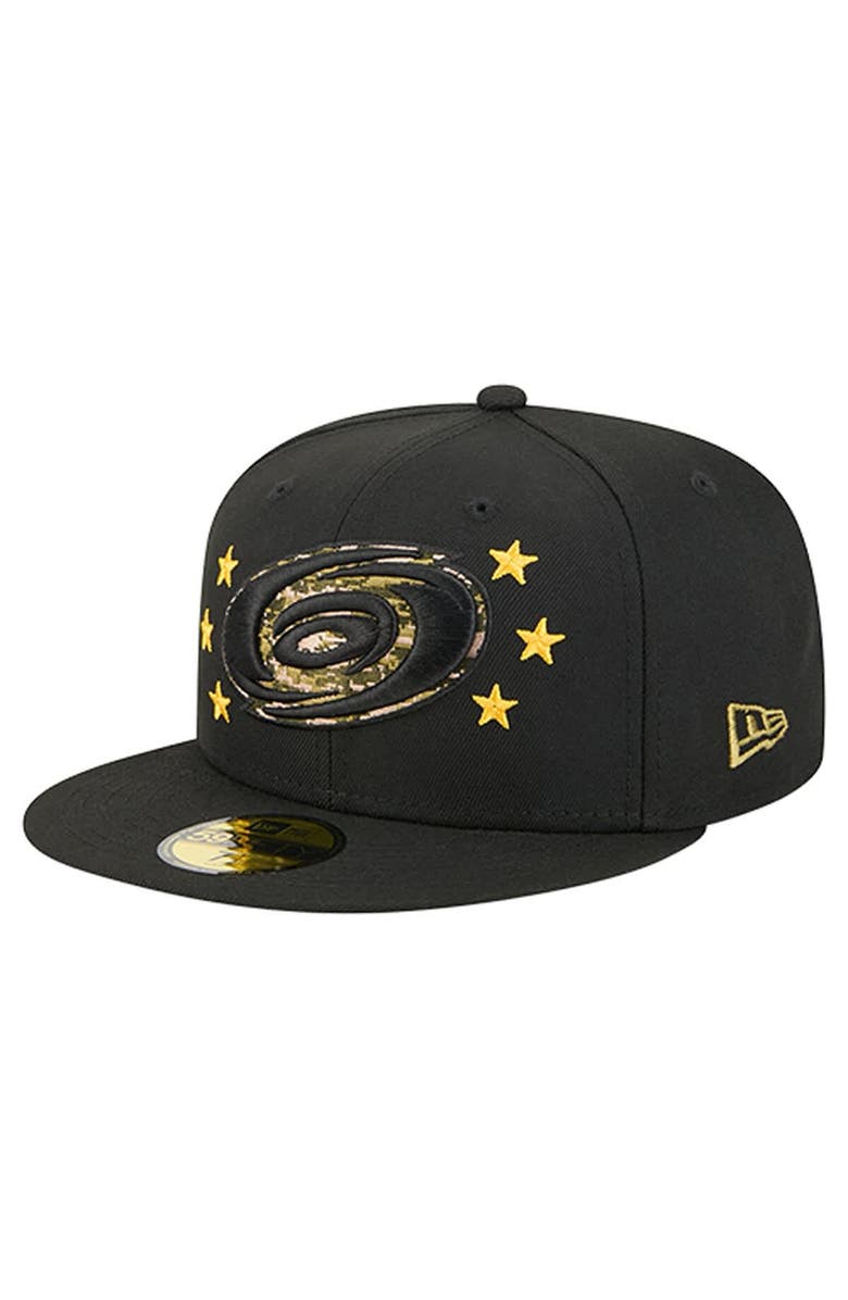 New Era Men's New Era  Black Carolina Hurricanes Military Appreciation Digital Camo Stars 59FIFTY Fitted Hat, Alternate, color, Black