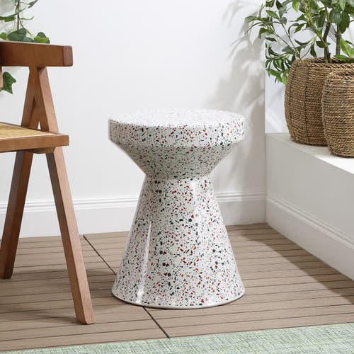 Jonathan Y Xenia 17.75" Modern Bohemian Terrazzo Indoor/outdoor Drum Accent Table In Multi