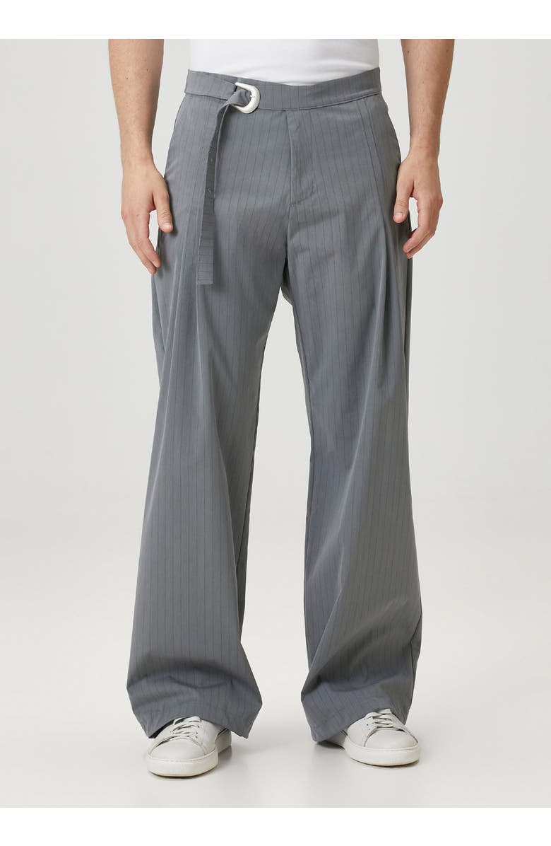 PCFG Cotton Blend Striped Woven Pant With Belt, Alternate, color, Grey