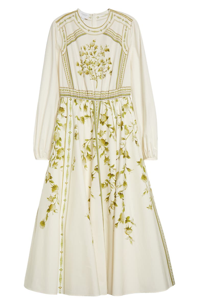 Giambattista Valli Wallpaper Floral Long Sleeve Cotton Poplin Fit & Flare Midi Dress, Alternate, color, 
