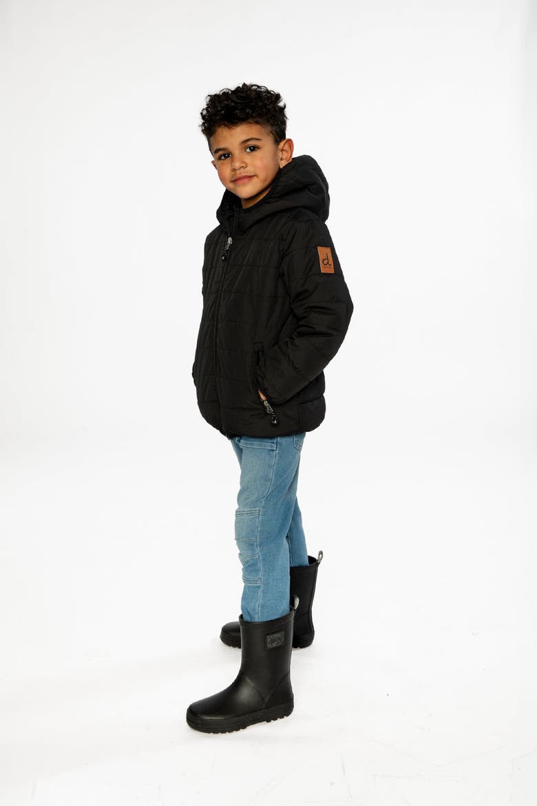 Insulating Quilted Mid-Season Hooded Zip Jacket, Alternate, color, Black