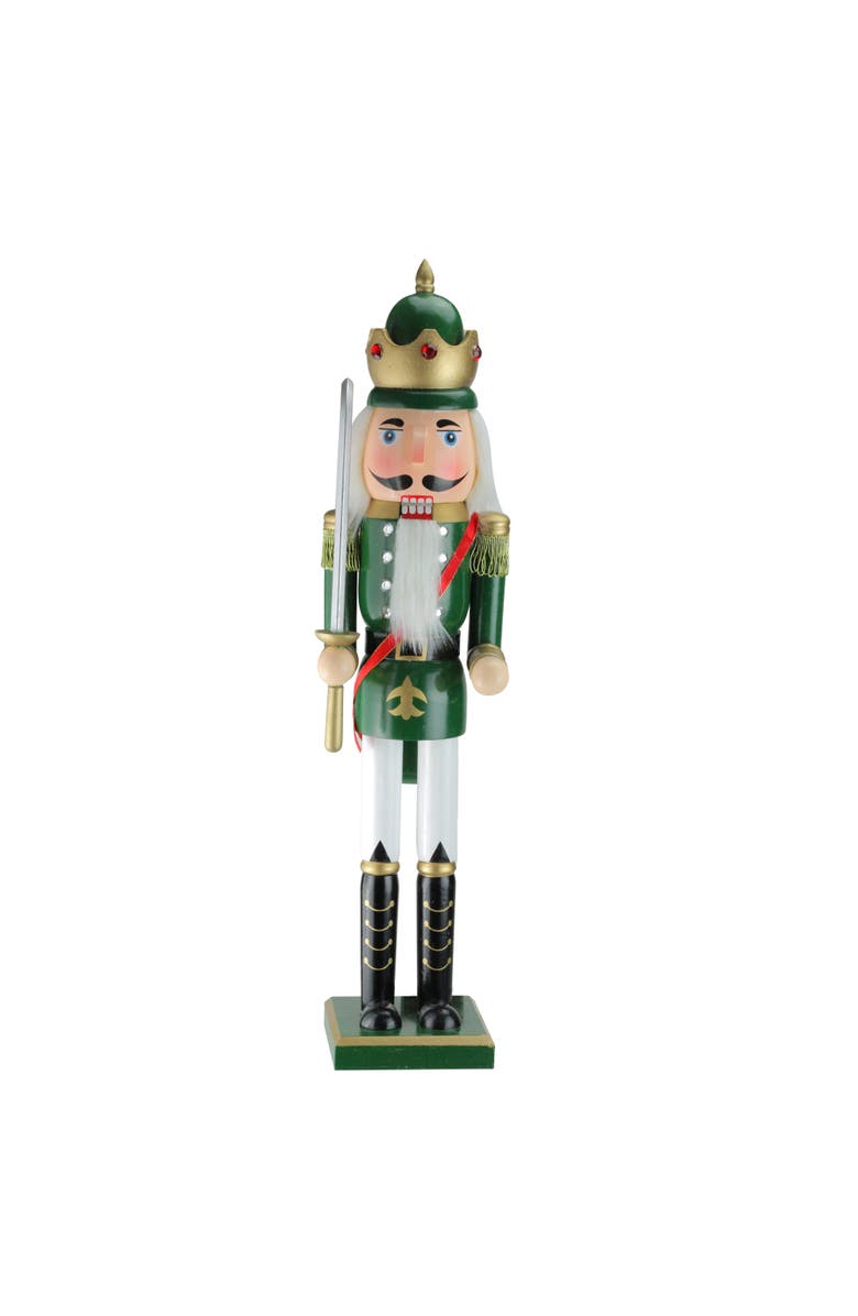 Northlight 24" Green and Gold Christmas Nutcracker King with Sword, Main, color, 