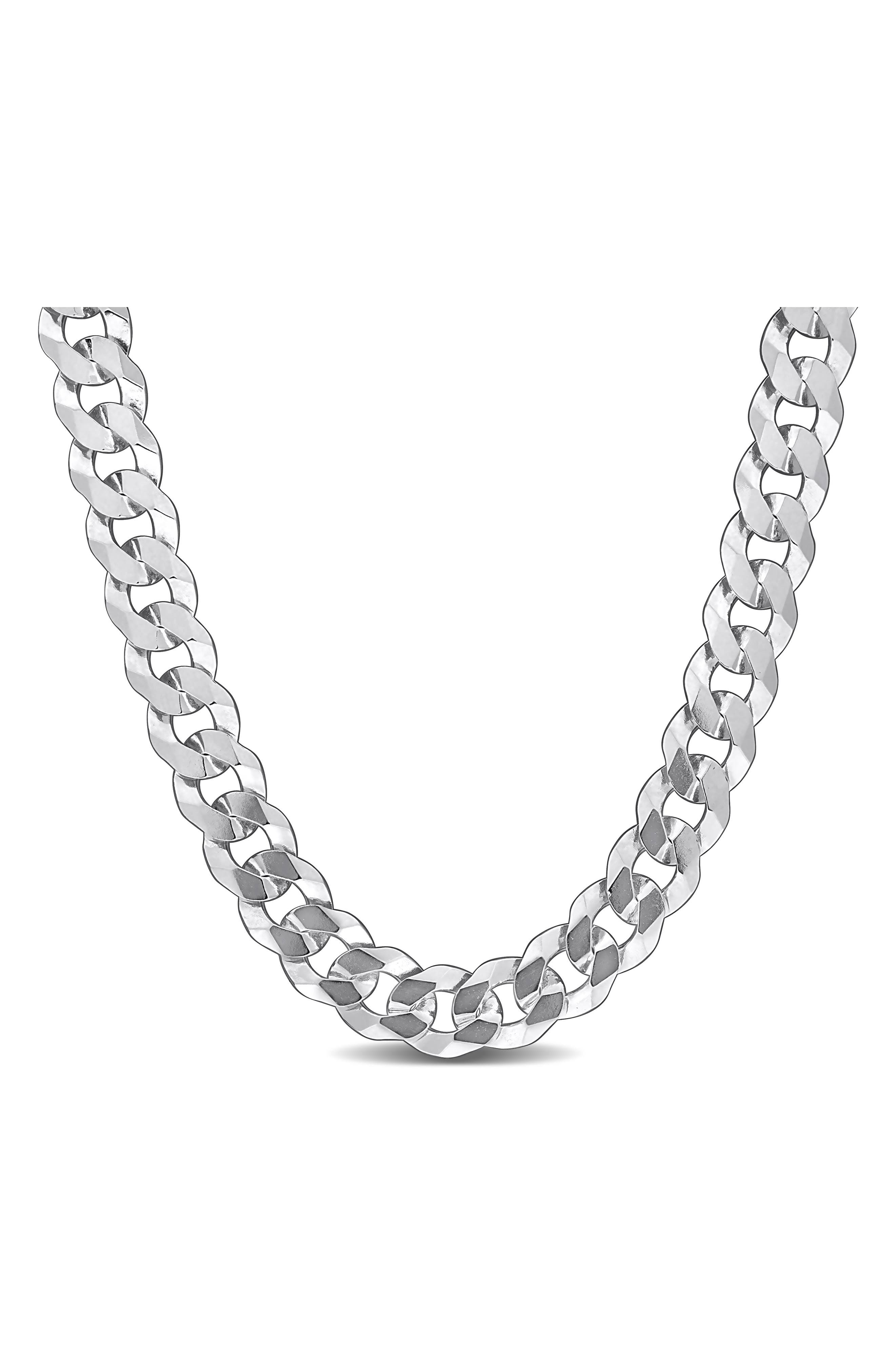 DELMAR Sterling Silver Bevel Curb Chain Necklace