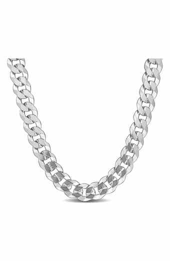DELMAR Sterling Silver Bevel Curb Chain Necklace