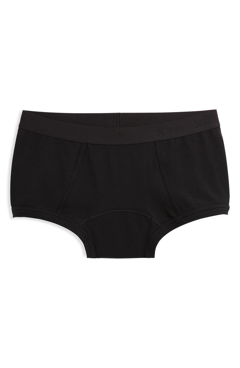 TomboyX First Line Stretch Cotton Period Boyshorts, Main, color, Black